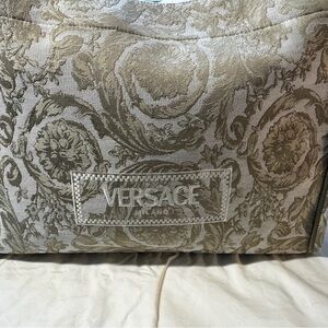 Versace Beige and Olive Floral Tote